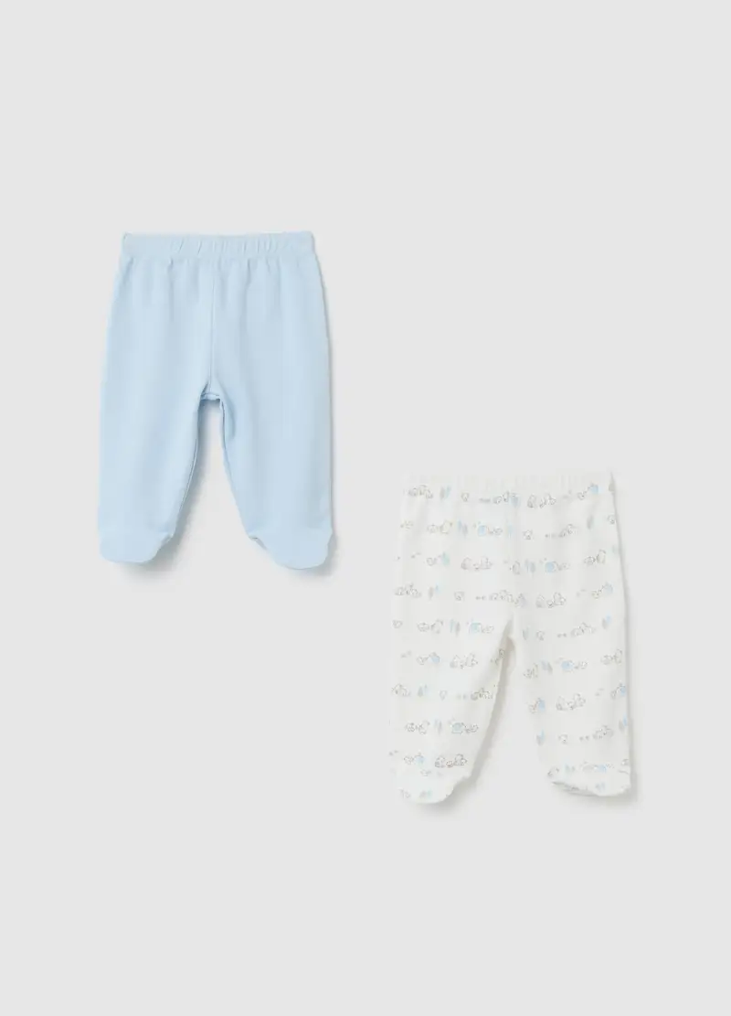 Bipack Pantaloni Da Neonato In Puro Cotone Multicolor, Multicolor