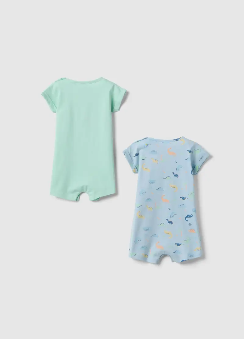 Bipack Romper In Puro Cotone Multicolor Da Neonato Con Dinosauri, Bambino, Multicolor miniatura 2