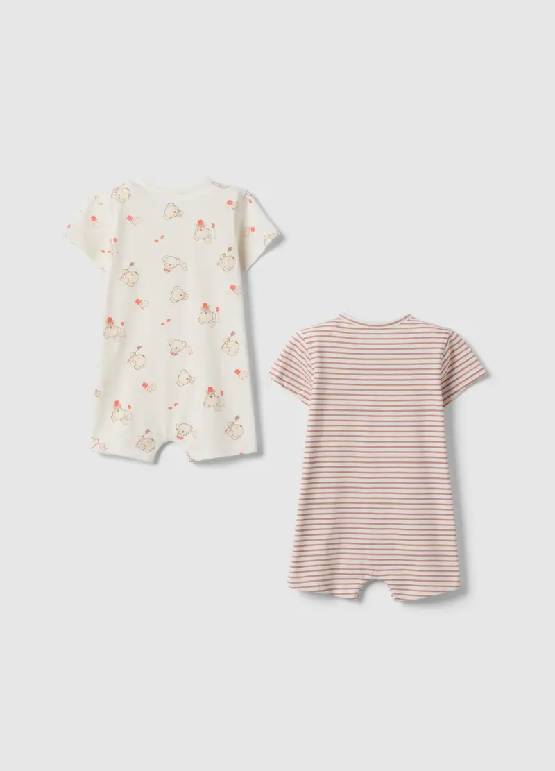 Bipack Romper In Puro Cotone Multicolor Da Neonato, Unisex, Multicolor miniatura 2