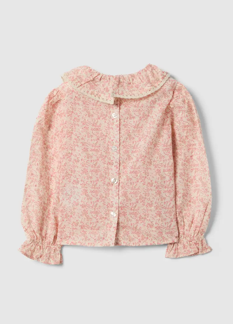 Blusa In Puro Cotone Multicolor Da Bimba Regular Fit Con Fiori, Bambina, Multicolor miniatura 2