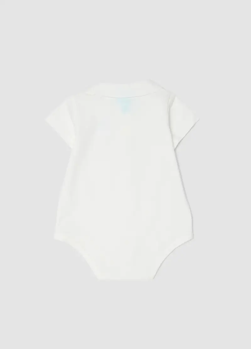Body In Puro Cotone Bianco Da Neonato Con Ricamo Topolino, Bianco miniatura 2