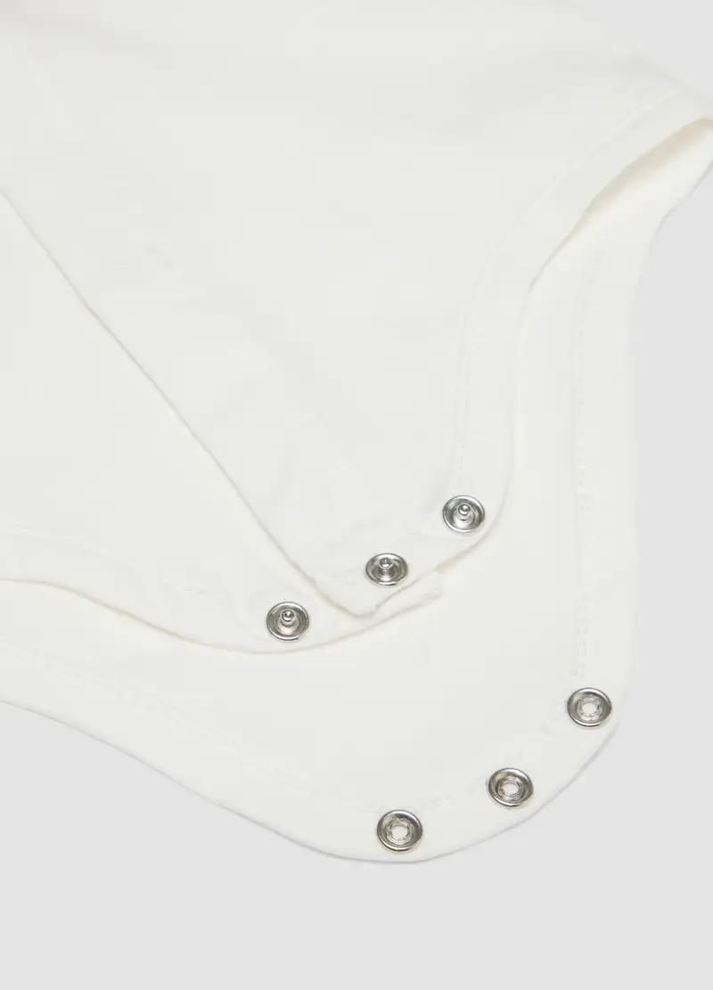 Body In Puro Cotone Bianco Da Neonato Con Ricamo Topolino, Bianco miniatura 3