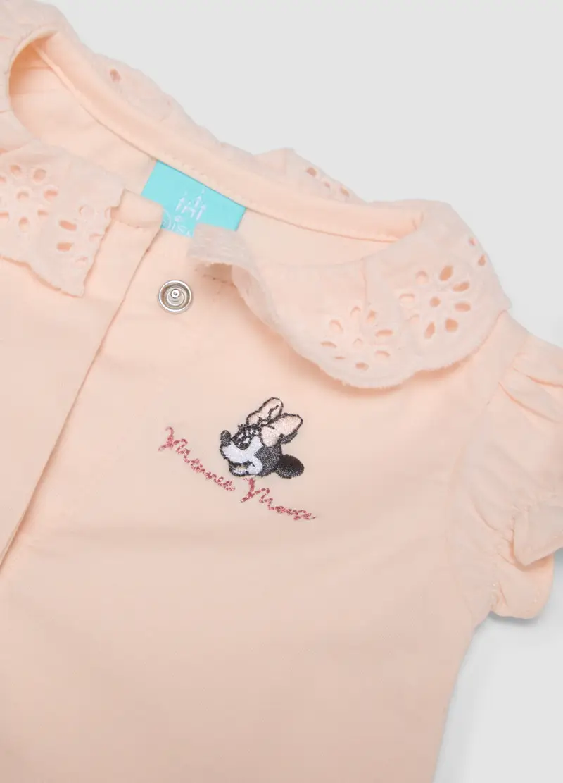 Body In Puro Cotone Rosa Da Neonata Con Colletto E Ricamo Minnie, Rosa miniatura 3