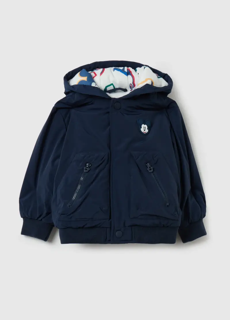 Bomber Con Cappuccio Stampa Topolino, Bambino, Blu