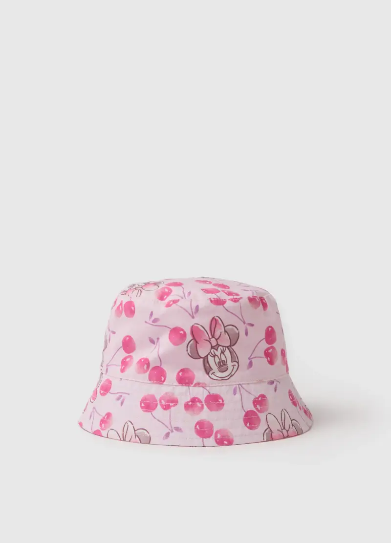 Bucket Hat In Puro Cotone Rosa Da Bimba Con Minnie E Ciliegie, Bambina, Rosa