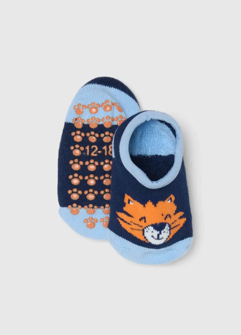 Calze Antiscivolo In Misto Cotone Multicolor Da Neonato Con Tigre, Bambino, Multicolor