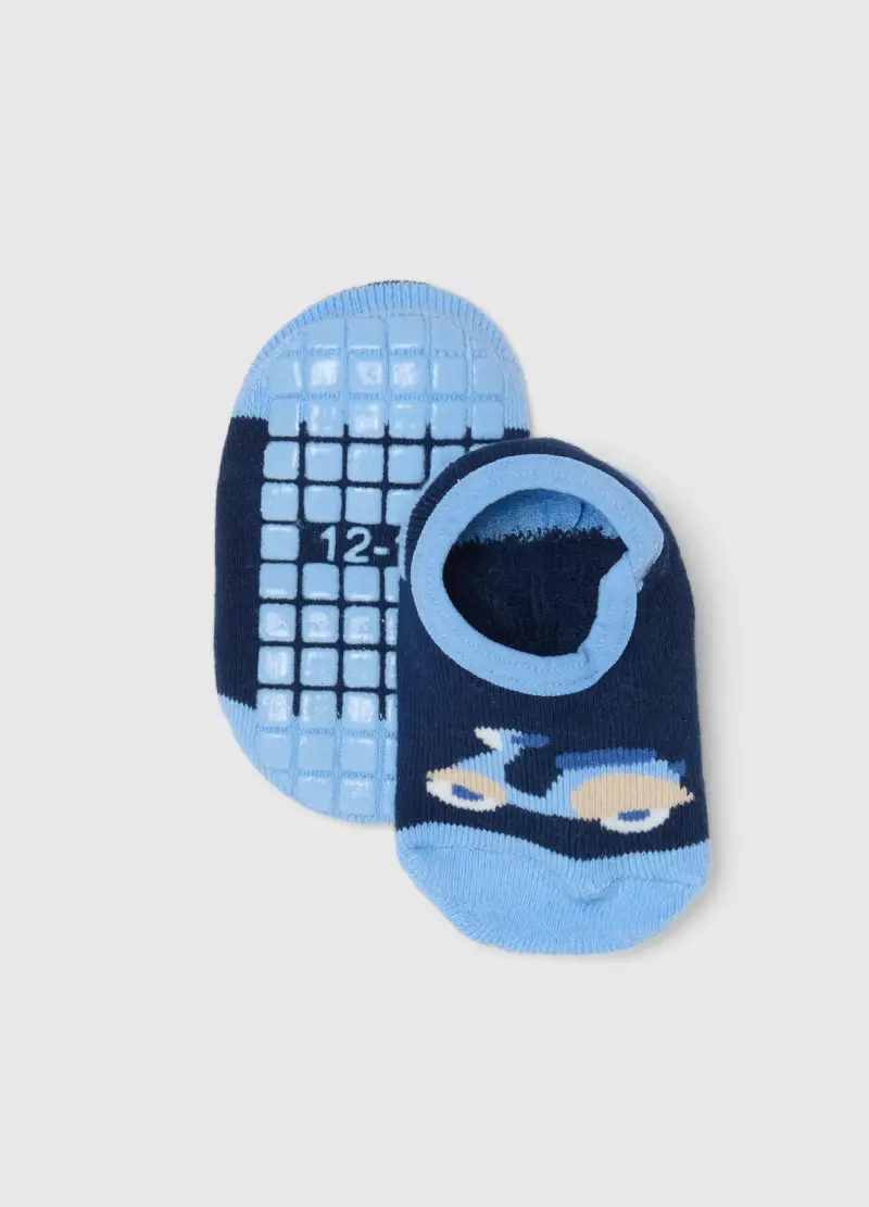 Calze Antiscivolo In Misto Cotone Multicolor Da Neonato Con Vespa, Bambino, Multicolor