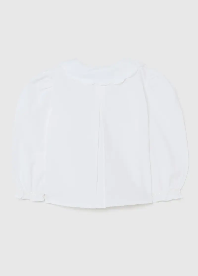 Camicetta Da Bimba In Puro Cotone Bianca Regular Fit Con Colletto, Bambina, Bianco miniatura 2