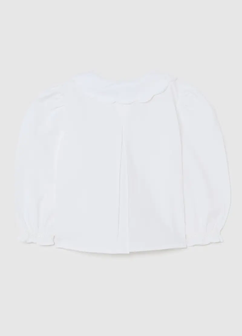 Camicetta Da Bimba In Puro Cotone Bianca Regular Fit Con Colletto, Bambina, Bianco miniatura 2