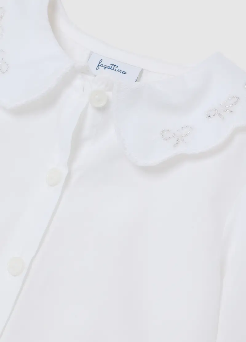 Camicetta Da Bimba In Puro Cotone Bianca Regular Fit Con Colletto, Bambina, Bianco miniatura 3