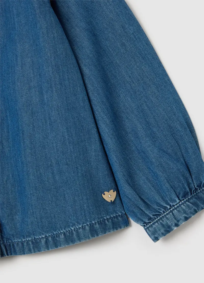 FAGOTTINO, Camicia Da Bambina In Denim Blu Con Collo Classico, Denim, Taglia: 12-18 miniatura 2