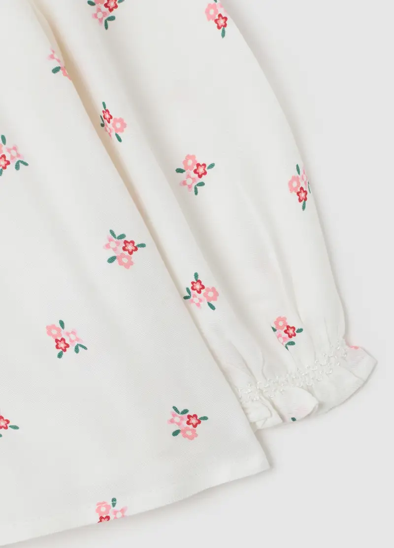 Camicia Da Neonata In Puro Viscosa Bianca Regular Fit Con Rouches, Bambina, Bianco miniatura 3