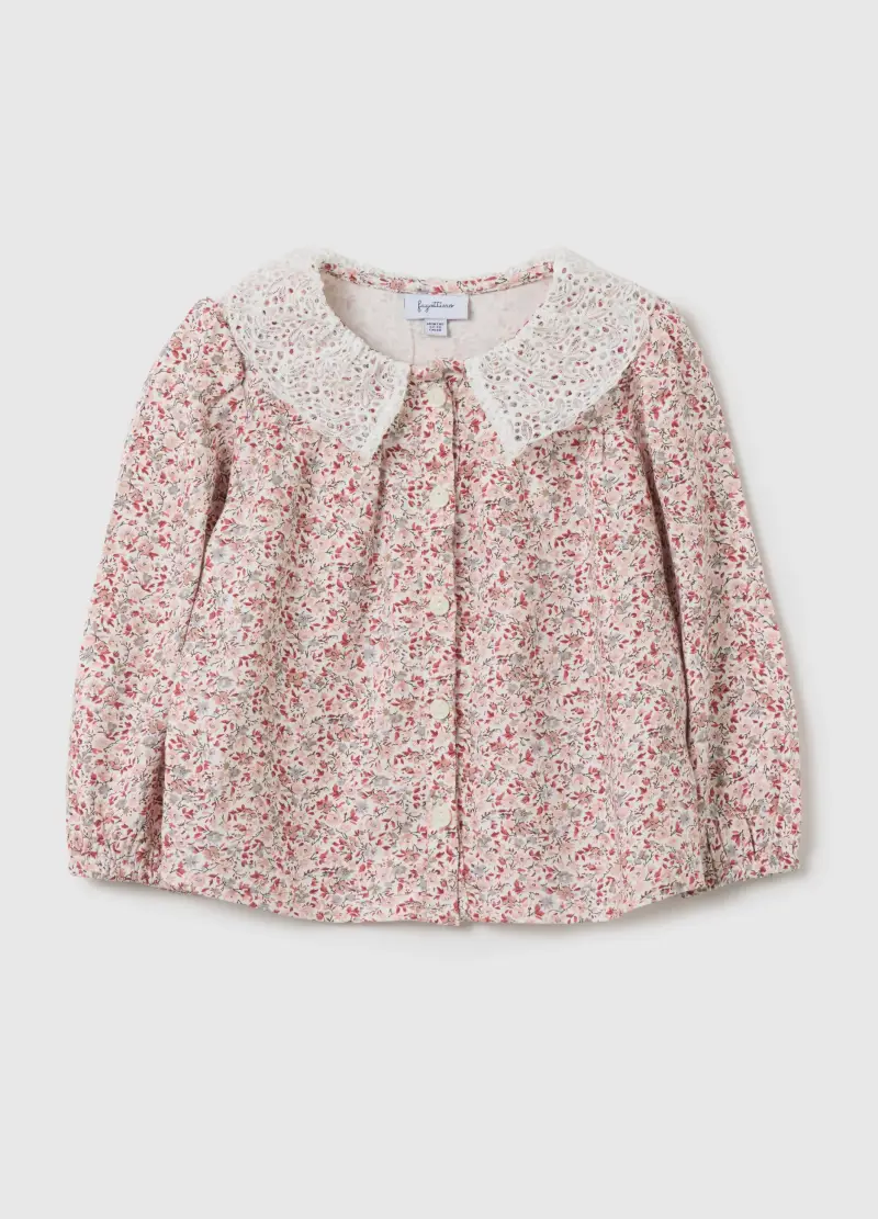 Camicia Floreale Da Bambina Regular Fit Con Bottoni, Multicolor