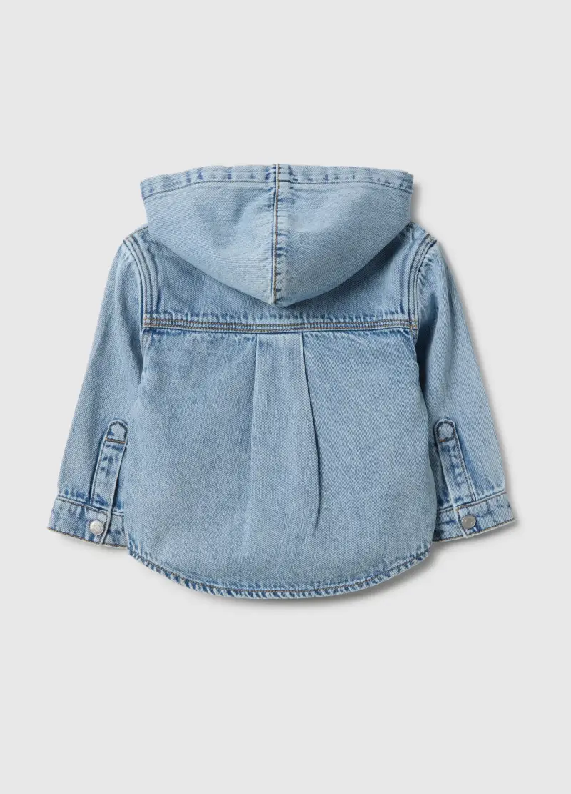 Camicia In Denim Blu Regular Fit Con Cappuccio Per Bimbo, Bambino, Denim miniatura 2
