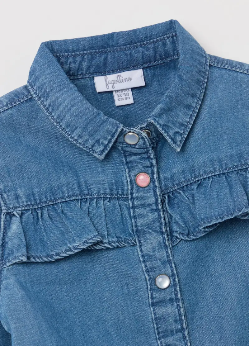 Camicia In Denim Con Volant, Bambina, Denim miniatura 3