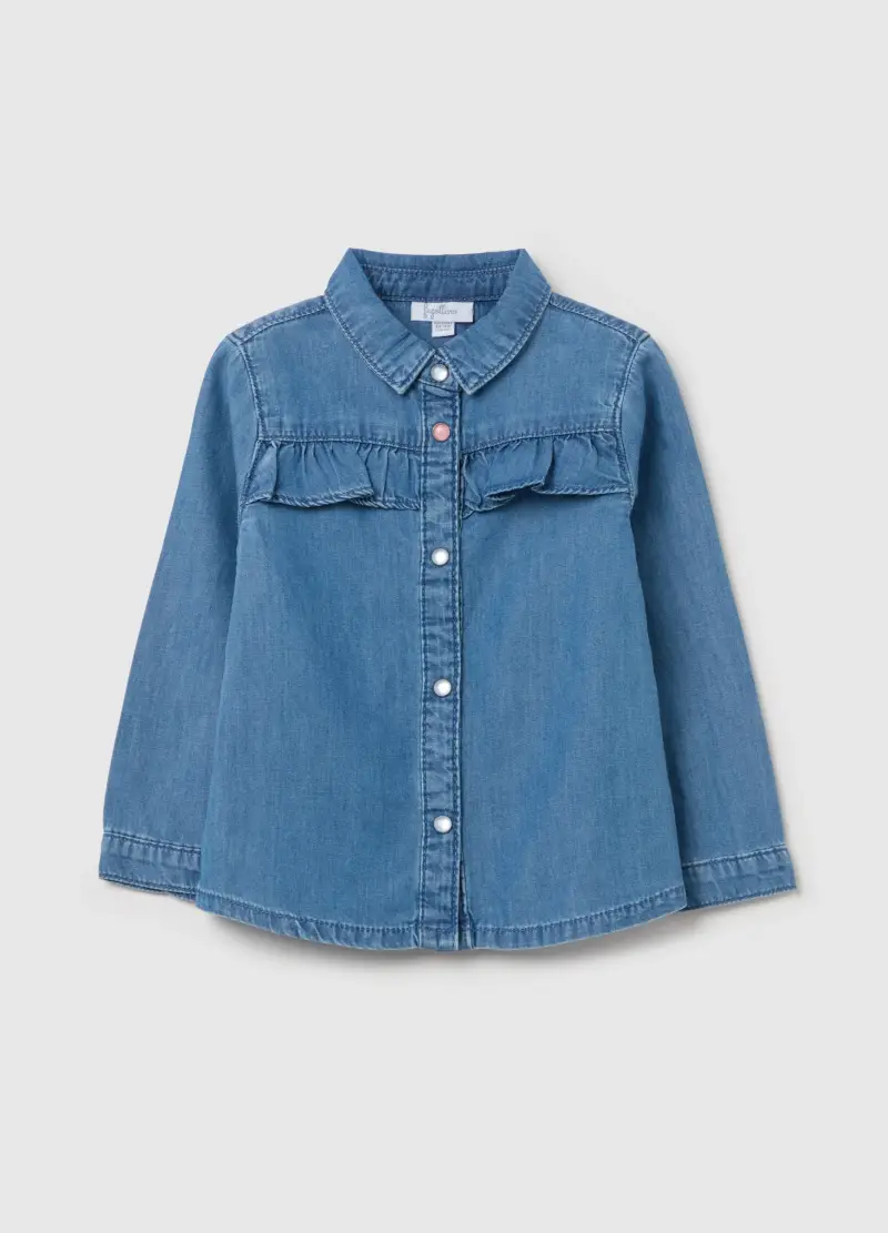 Camicia In Denim Con Volant, Bambina, Denim