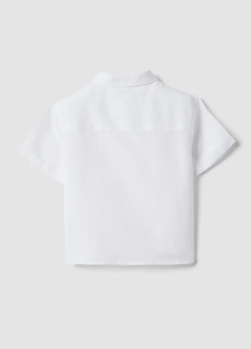 Camicia In Misto Lino E Cotone Bianca Da Bimbo Regular Fit, Bambino, Bianco miniatura 2