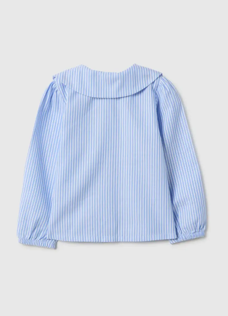 Camicia In Puro Cotone A Righe Azzurra Regular Fit Da Bimba, Bambina, Multicolor miniatura 2