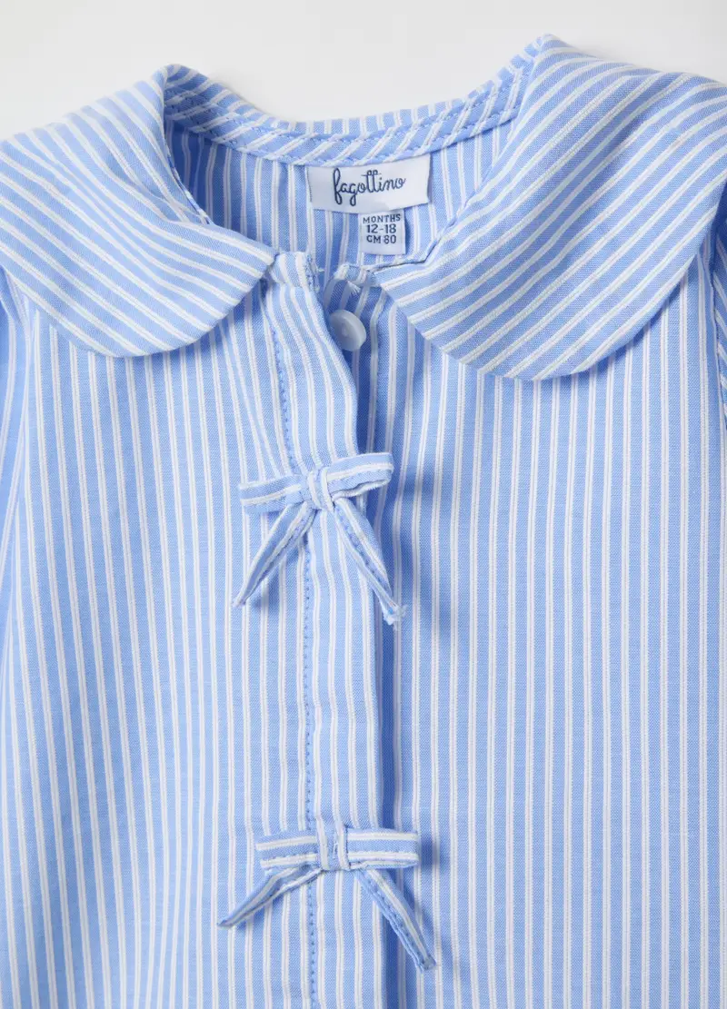 Camicia In Puro Cotone A Righe Azzurra Regular Fit Da Bimba, Bambina, Multicolor miniatura 3