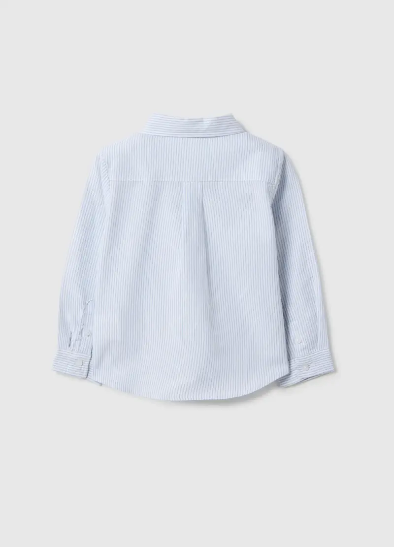 Camicia In Puro Cotone Azzurra A Righe Regular Fit Per Bimbo, Bambino, Multicolor miniatura 2