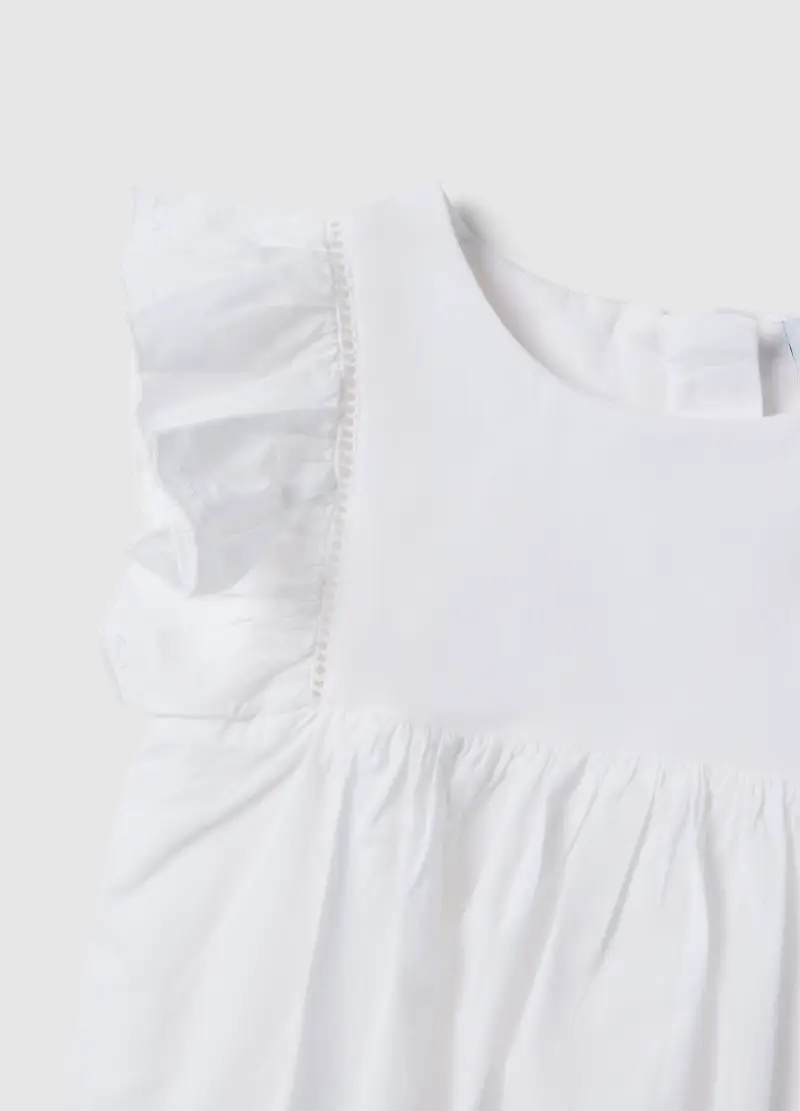 Camicia In Puro Cotone Bianca Da Neonata Regular Fit Con Ruffle, Bambina, Bianco miniatura 3