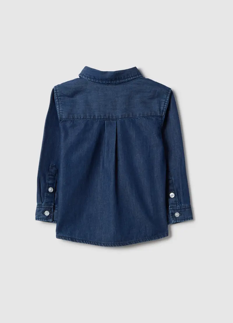 Camicia In Puro Cotone Blu Regular Fit Per Bimbi, Bambino, Blu miniatura 2