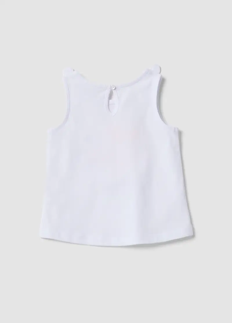 Canotta In Puro Cotone Bianca Da Bimba Regular Fit Con Ciliegie, Bambina, Bianco miniatura 2