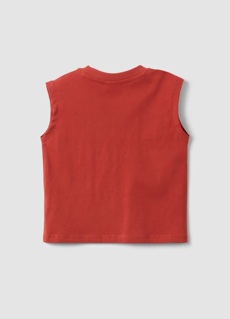 Canotta In Puro Cotone Rosso Da Bimbo Regular Fit Con Tasca, Bambino, Rosso miniatura 2