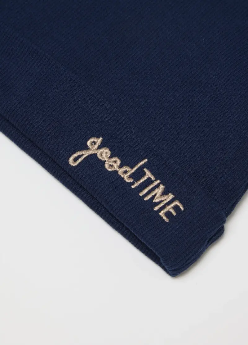 Cappellino Beanie Blu Da Bimbo In Cotone Elasticizzato Con Orecchie, Bambino, Blu miniatura 2