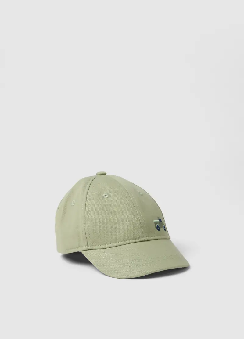 Cappellino Da Baseball In Puro Cotone Verde Da Bimbo Con Ricamo, Bambino, Verde