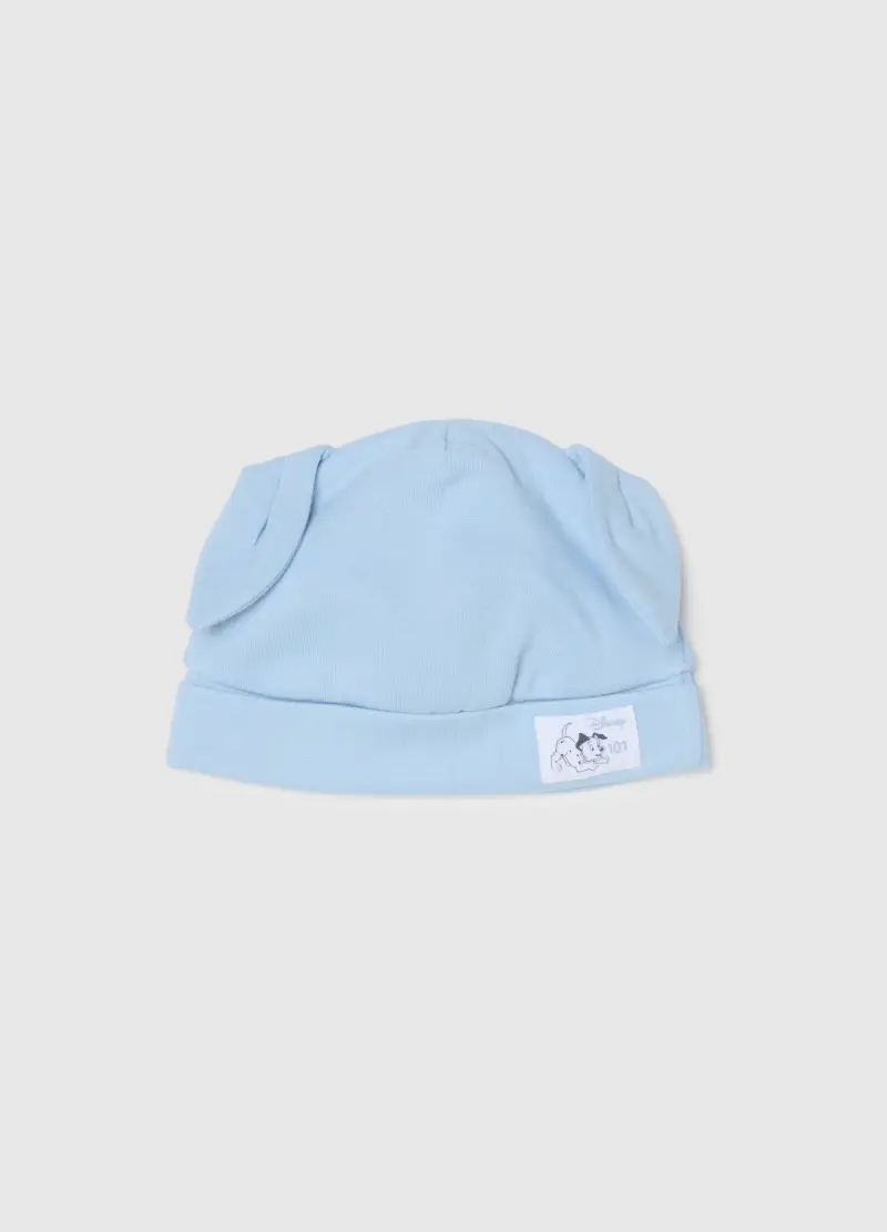 Cappello Azzurro Da Neonato In Puro Cotone Con Orecchie, Azzurro