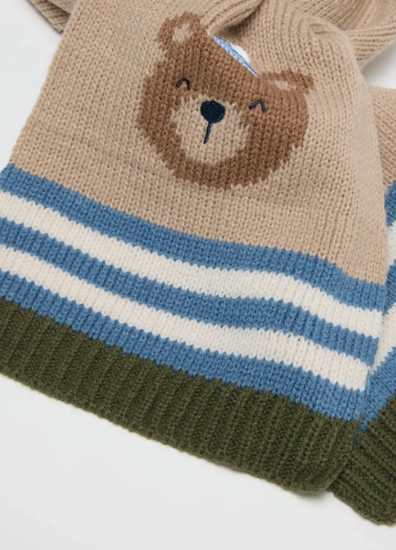 Cappello Beige Con Fasce Blu E Verdi, Bambino, Beige miniatura 2