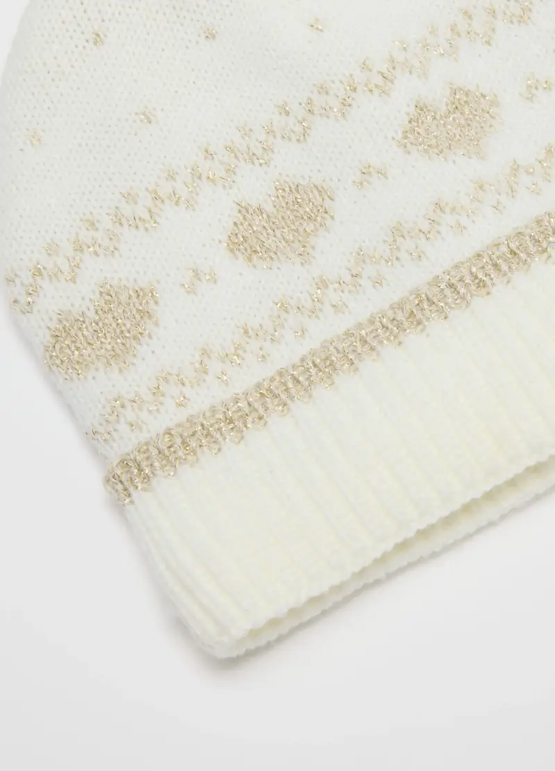 Cappello Bianco Con Pompon E Motivo Jacquard, Bambina, Bianco miniatura 2