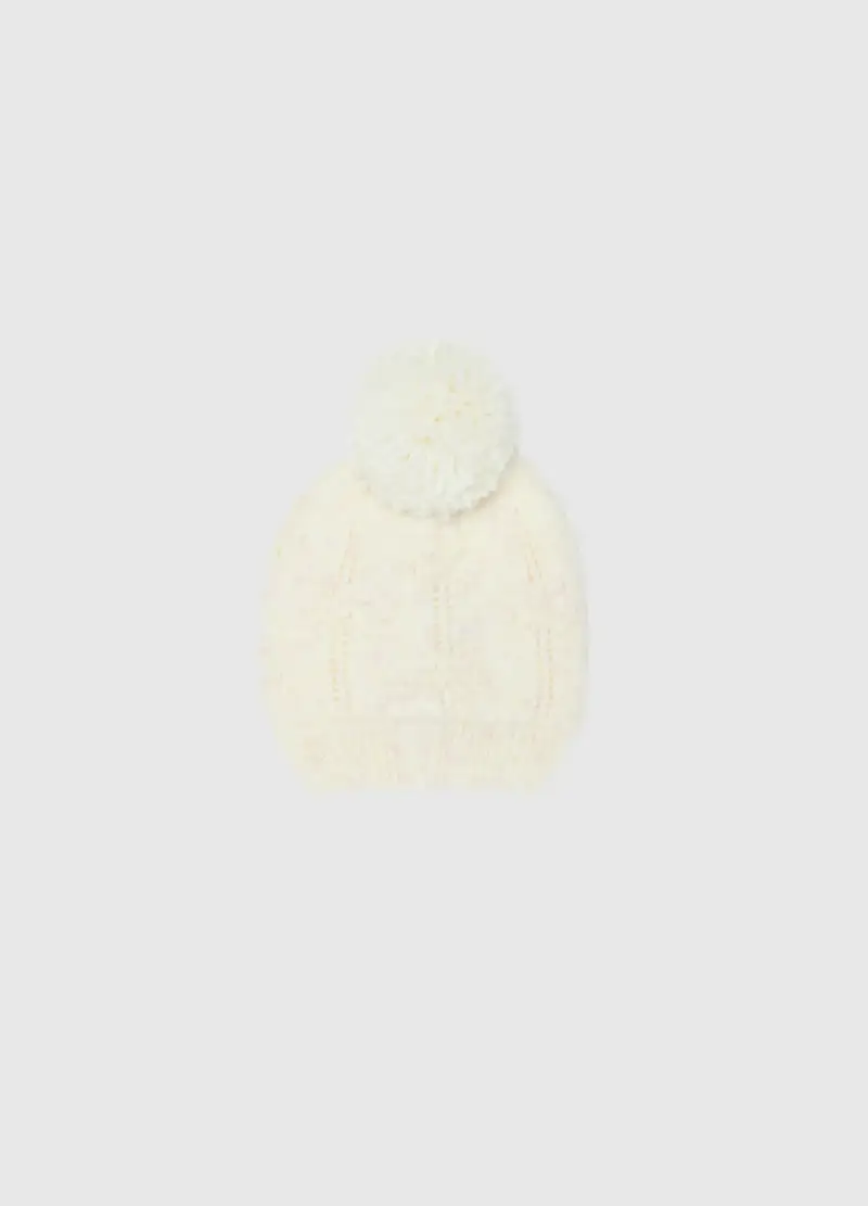 Cappello Bianco Da Bimba Multicolor Con Pompon, Bambina, Multicolor