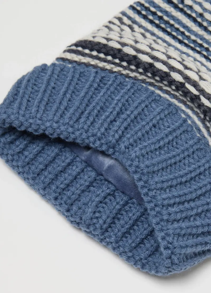 Cappello Blu Con Pompon Per Bambino, Bianco miniatura 2