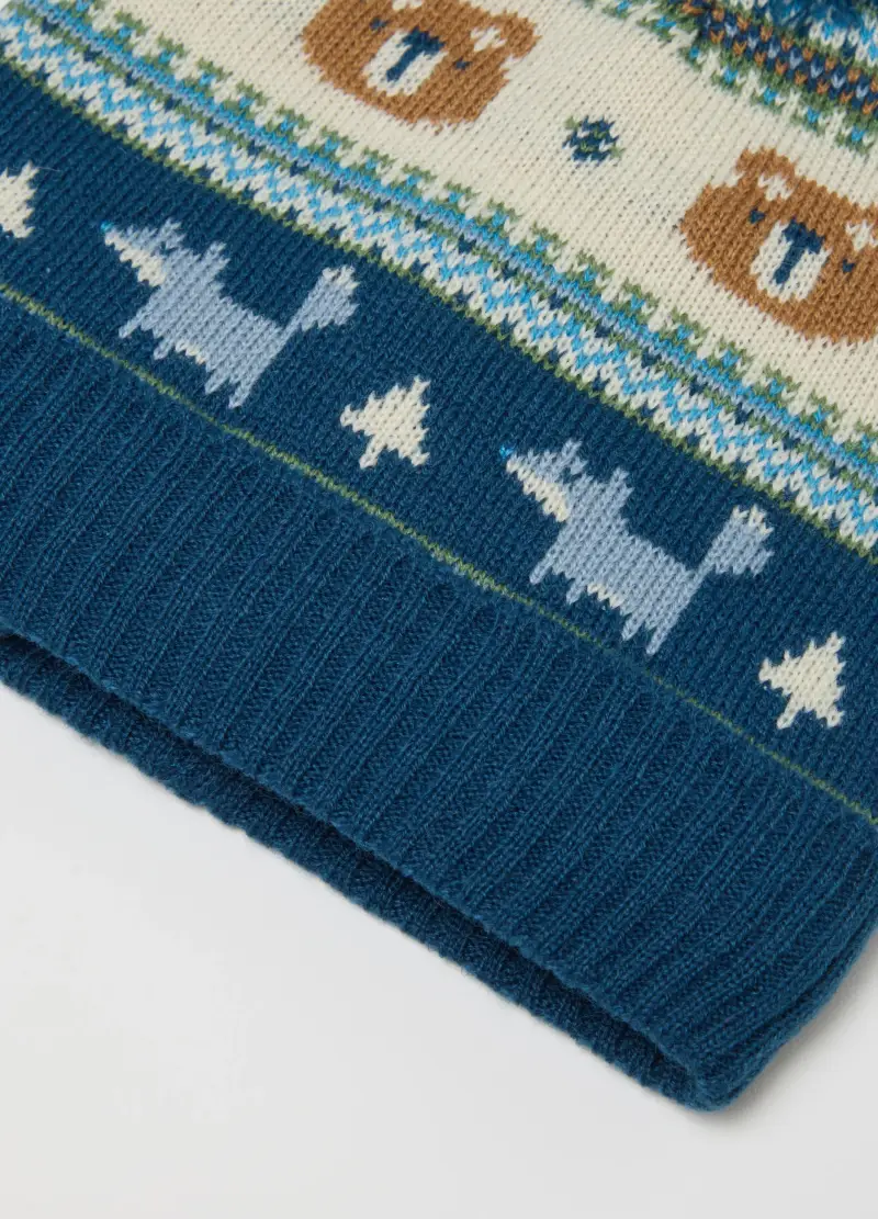 Cappello Blu Con Pon Pon, Bambino, Blu miniatura 2