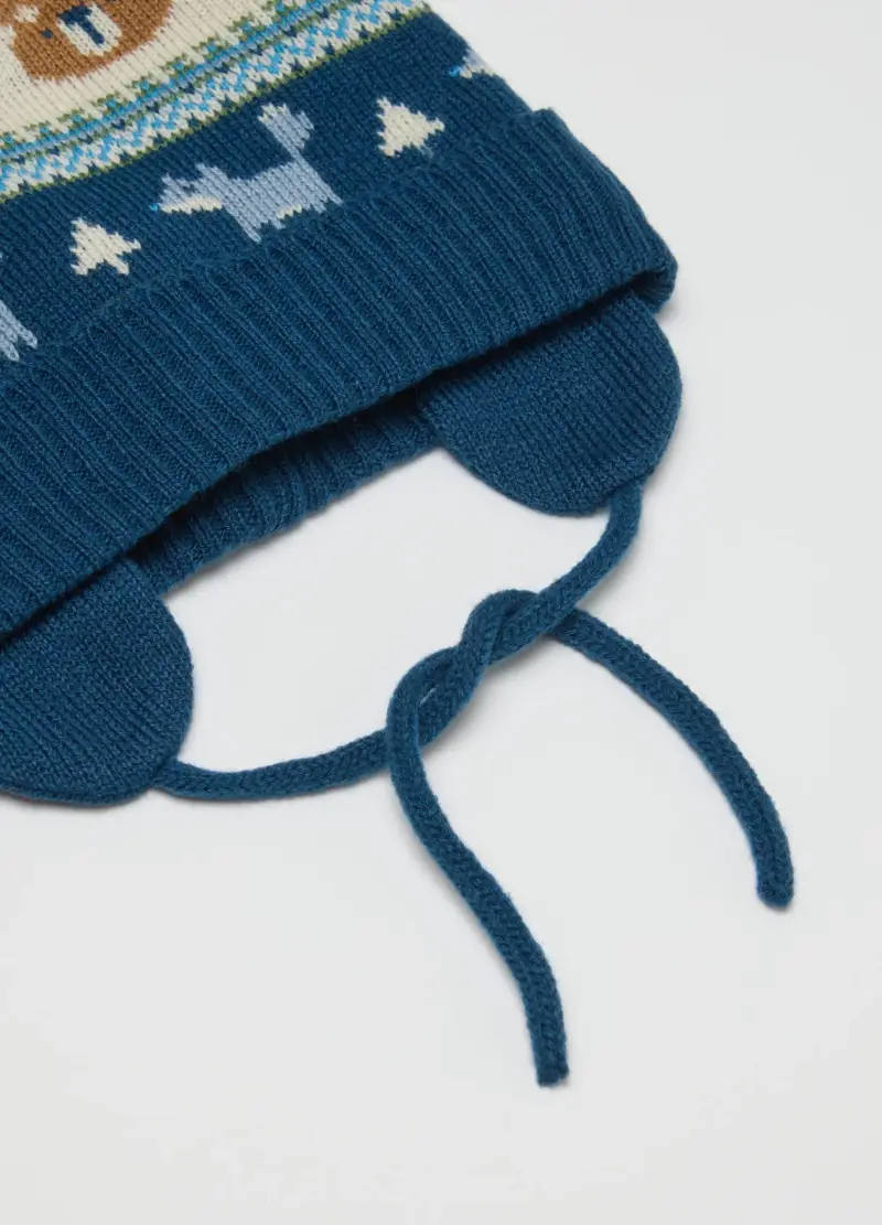 Cappello Blu Con Pon Pon, Bambino, Blu miniatura 3