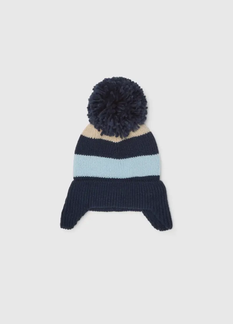 Cappello Blu Per Bambino Con Pompon, Blu