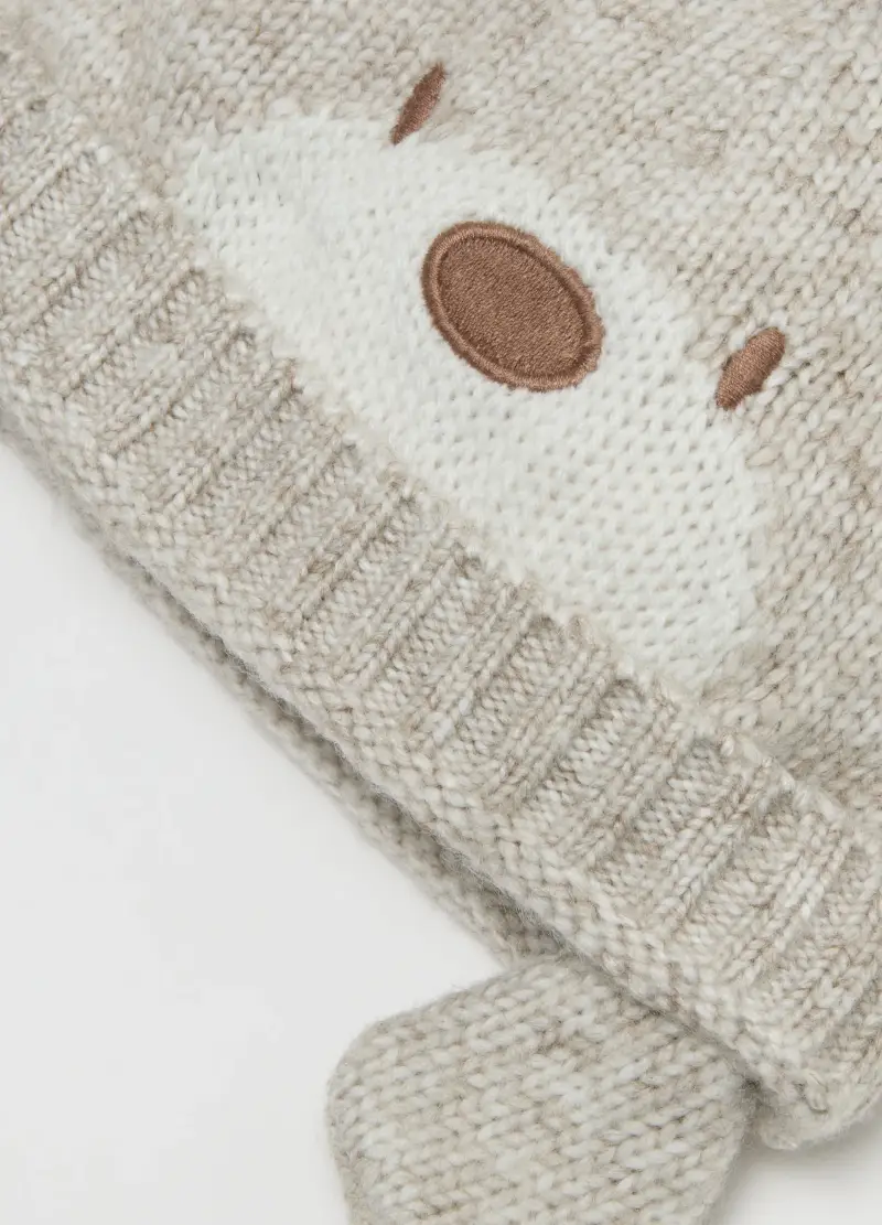 Cappello Da Neonata Beige Con Pon Pon, Unisex, Beige miniatura 3