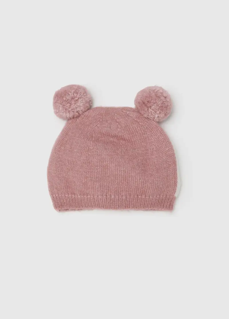Cappello Da Neonata Rosa Con Pon Pon, Multicolor miniatura 2