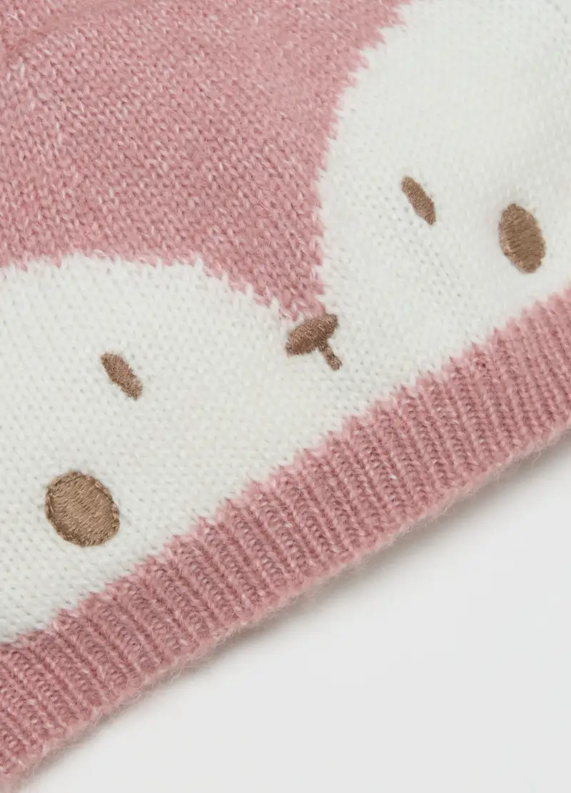 Cappello Da Neonata Rosa Con Pon Pon, Multicolor miniatura 3