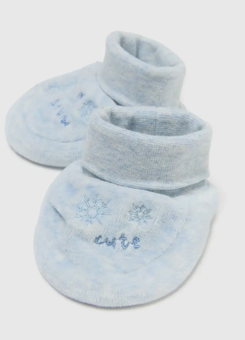 Cappello E Scarpine Da Neonato In Cotone Azzurro, Azzurro miniatura 2