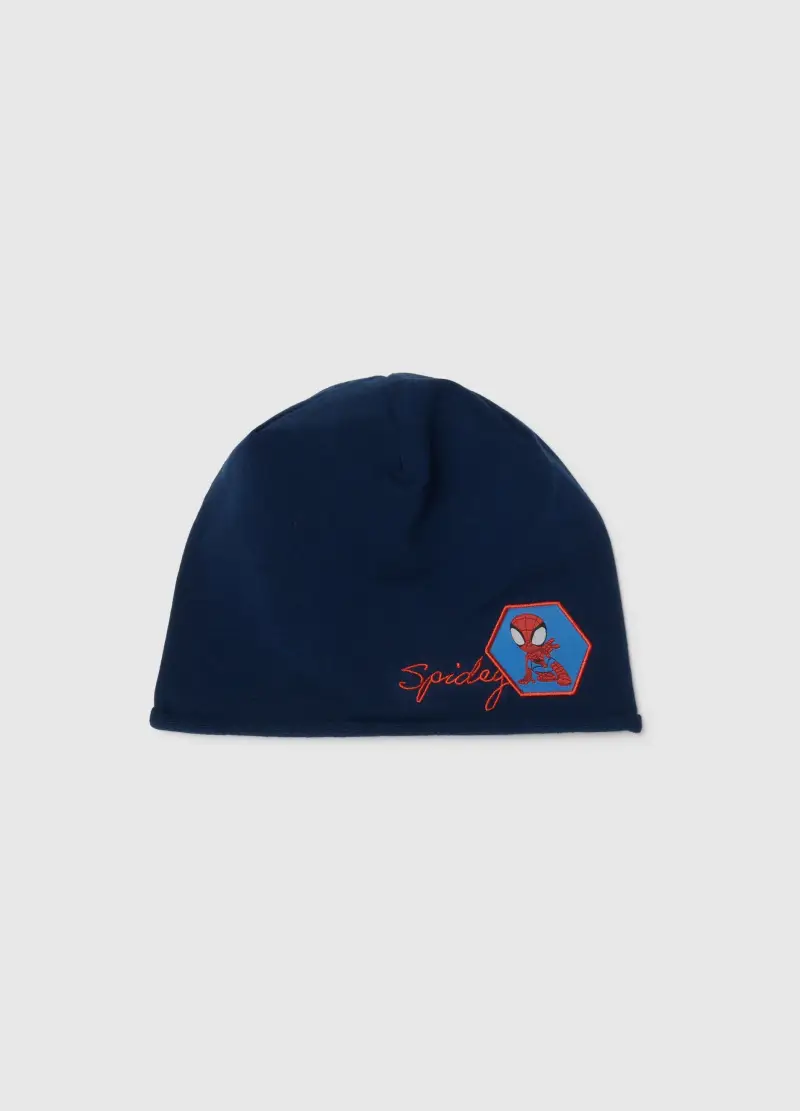 Cappello In Cotone Elasticizzato Blu Da Bimbo Con Motivo Di Spiderman, Bambino, Blu