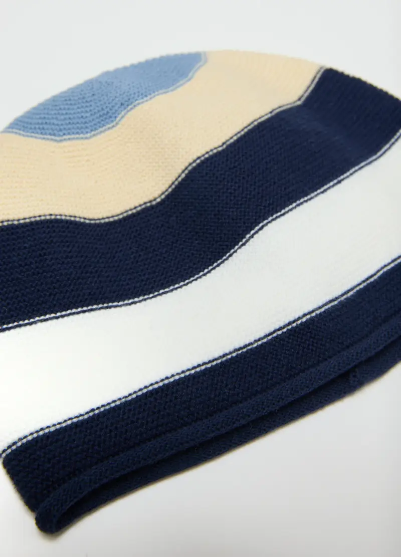 Fagottino Cappello A Righe Multicolor Per Neonati In Puro Cotone miniatura 2