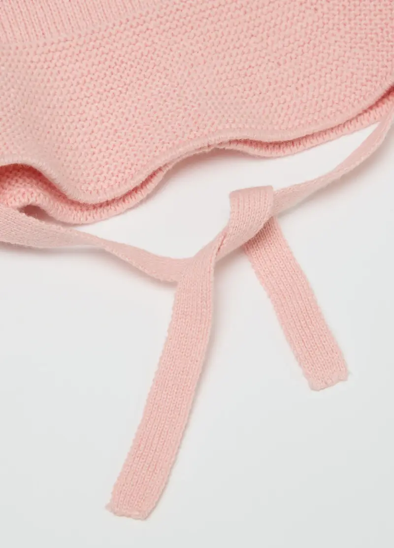 Fagottino Cappello Rosa in Puro Cotone per Neonata con Lacci miniatura 2