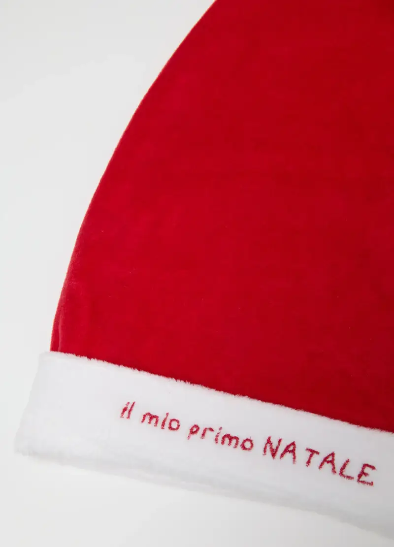 Cappello Natalizio Da Neonato In Velour Rosso, Unisex, Multicolor miniatura 3