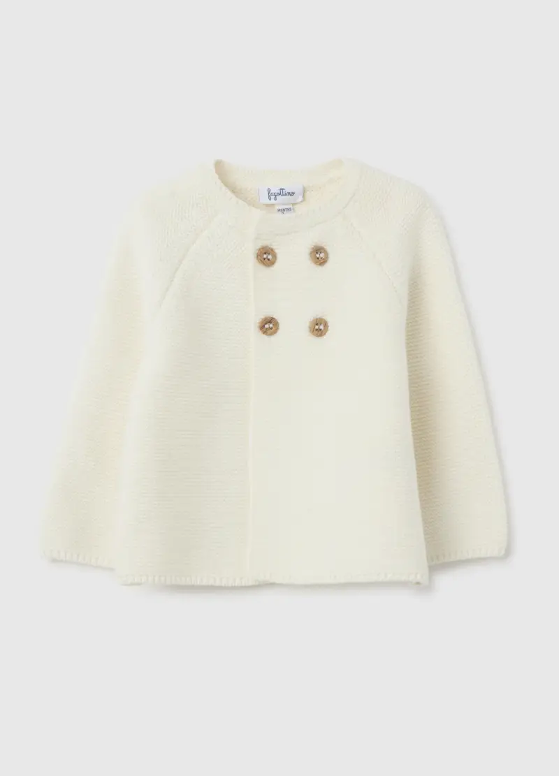 Cappotto Da Neonato In Puro Cotone Bianco Regular Fit, Unisex, Bianco