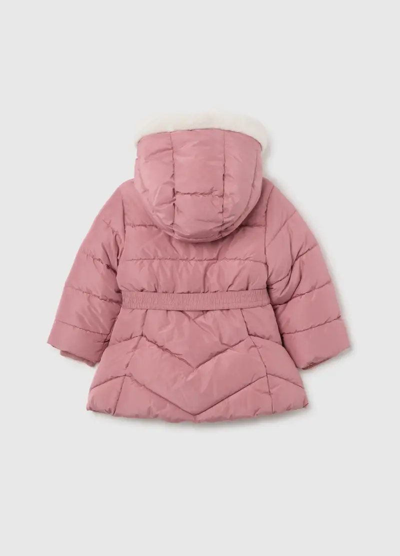 Cappotto Rosa Con Cappuccio E Dettagli In Pelliccia, Bambina, Rosa miniatura 2