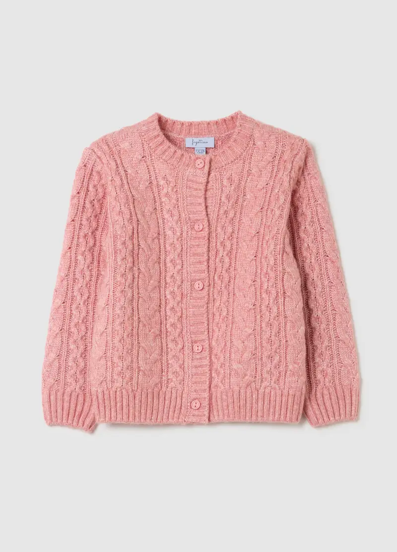 Cardigan Da Bimba Rosa Regular Fit Con Bottoni, Bambina, Rosa