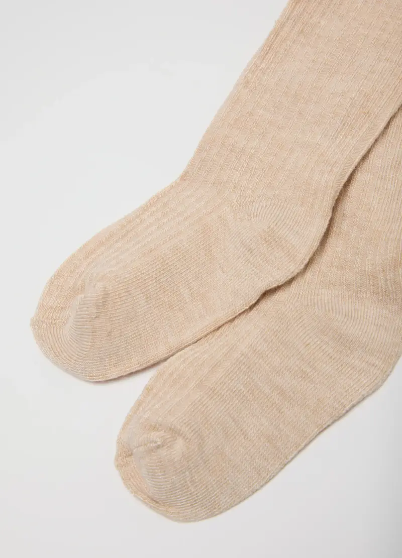 Collant Beige In Tessuto Elasticizzato, Bambina, Beige miniatura 2